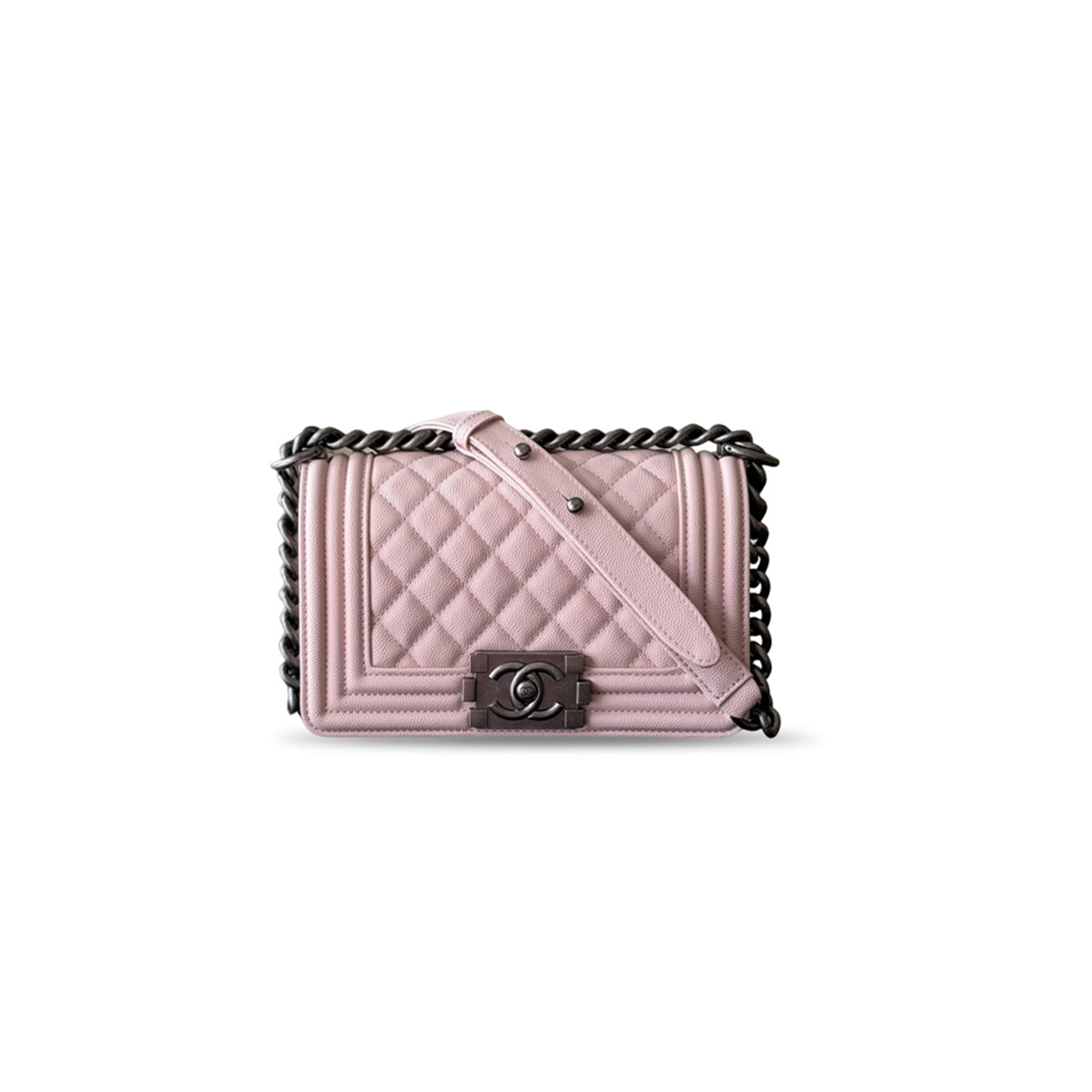 CHANEL MASTER SMALL BOY HANDBAG CAVIAR CALFSKIN FINISH METAL (20.5*12*8.5cm)